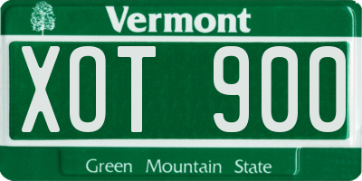 VT license plate XOT900
