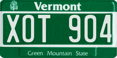 VT license plate XOT904