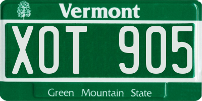 VT license plate XOT905