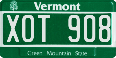 VT license plate XOT908