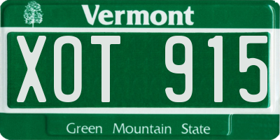 VT license plate XOT915