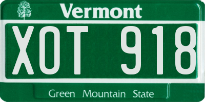 VT license plate XOT918