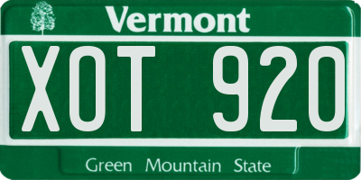 VT license plate XOT920