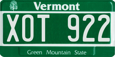 VT license plate XOT922