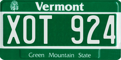 VT license plate XOT924
