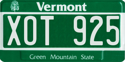 VT license plate XOT925