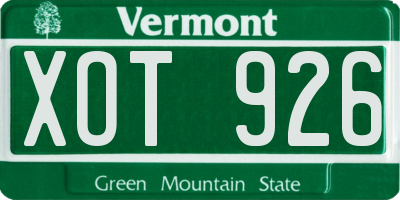 VT license plate XOT926