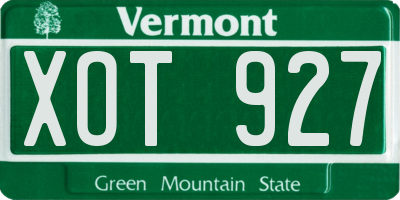 VT license plate XOT927