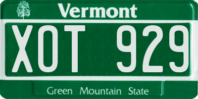 VT license plate XOT929