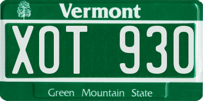 VT license plate XOT930