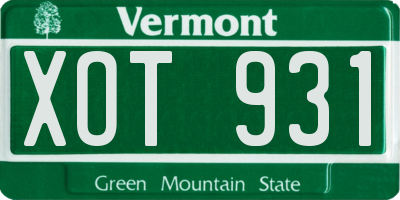 VT license plate XOT931