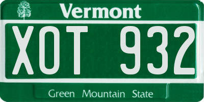 VT license plate XOT932