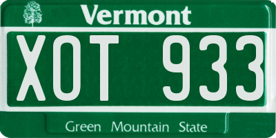 VT license plate XOT933