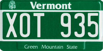 VT license plate XOT935