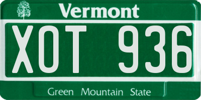 VT license plate XOT936