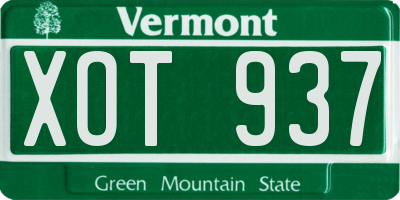 VT license plate XOT937