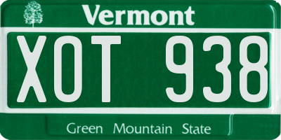 VT license plate XOT938