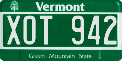 VT license plate XOT942