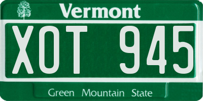 VT license plate XOT945