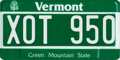VT license plate XOT950