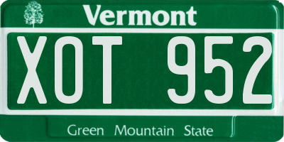 VT license plate XOT952