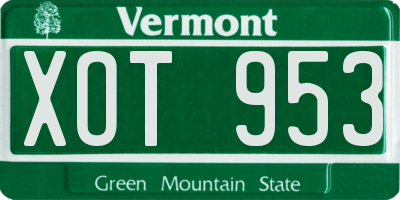 VT license plate XOT953