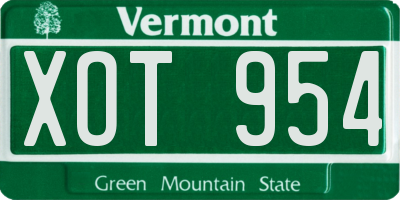 VT license plate XOT954