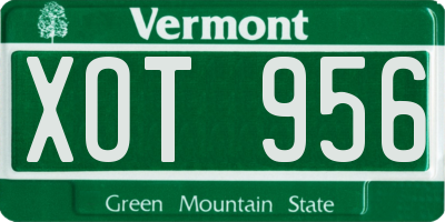 VT license plate XOT956