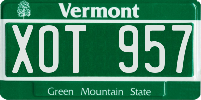 VT license plate XOT957