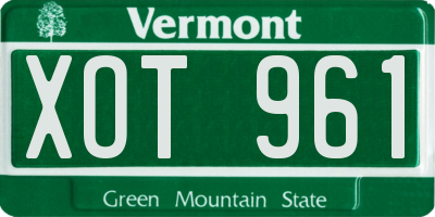 VT license plate XOT961