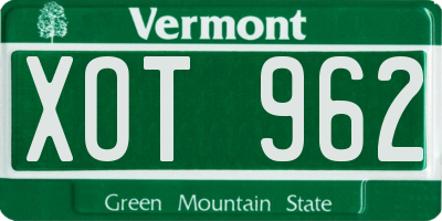 VT license plate XOT962