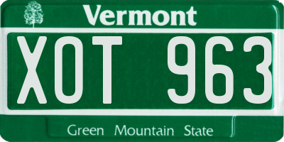 VT license plate XOT963