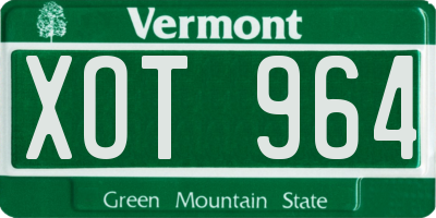 VT license plate XOT964