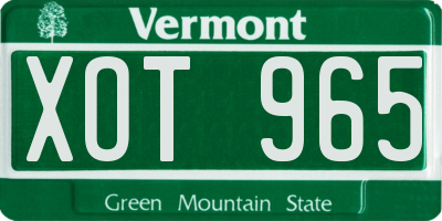 VT license plate XOT965