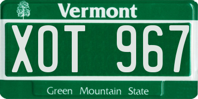 VT license plate XOT967