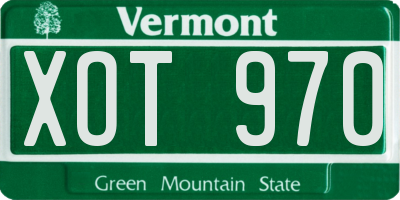 VT license plate XOT970
