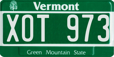 VT license plate XOT973