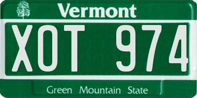 VT license plate XOT974