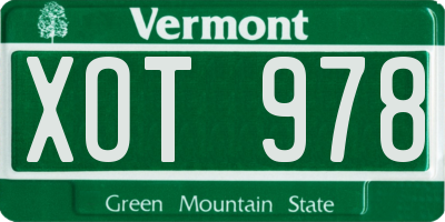 VT license plate XOT978