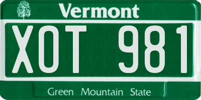 VT license plate XOT981