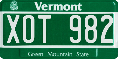VT license plate XOT982