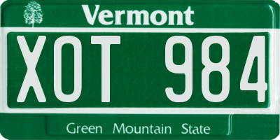 VT license plate XOT984
