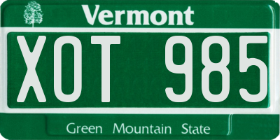 VT license plate XOT985
