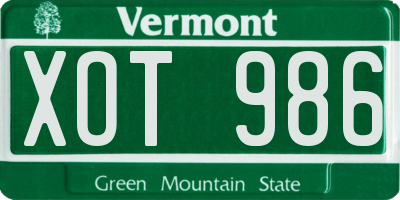 VT license plate XOT986
