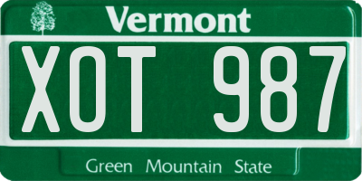 VT license plate XOT987