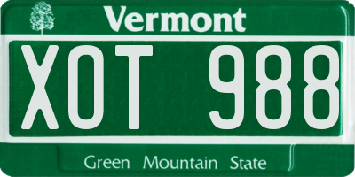 VT license plate XOT988