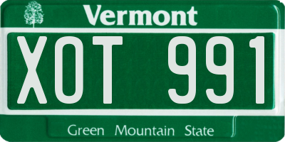 VT license plate XOT991