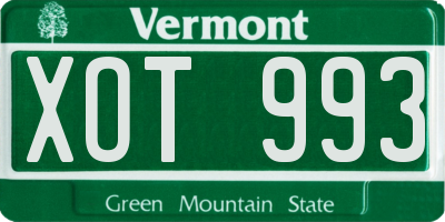 VT license plate XOT993