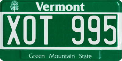 VT license plate XOT995