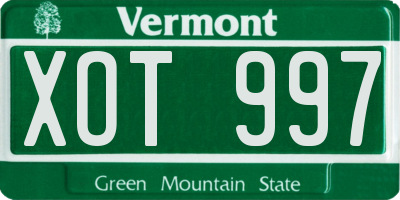 VT license plate XOT997